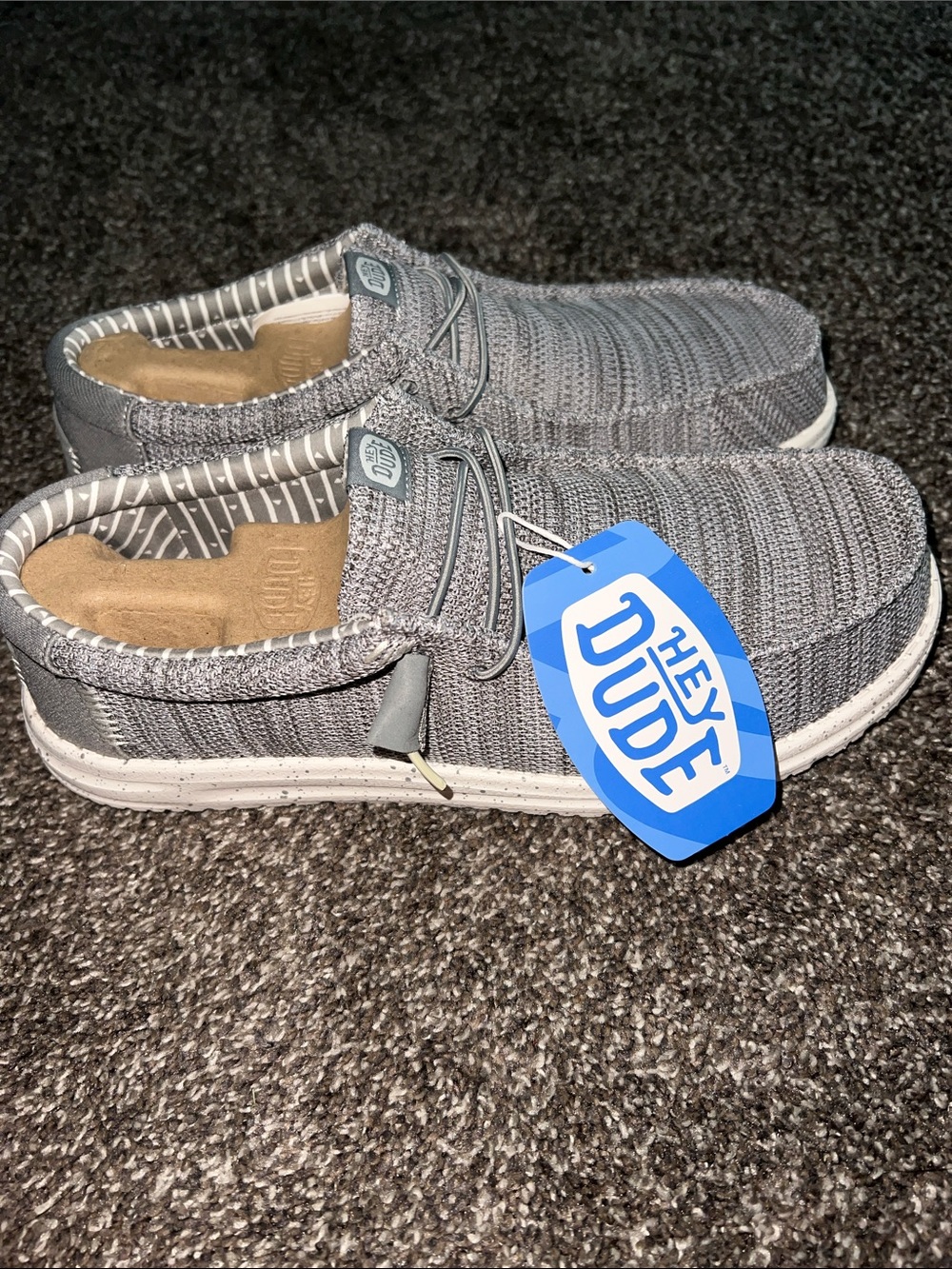 Hey Dude Grey Knit Slip-On Loafers
